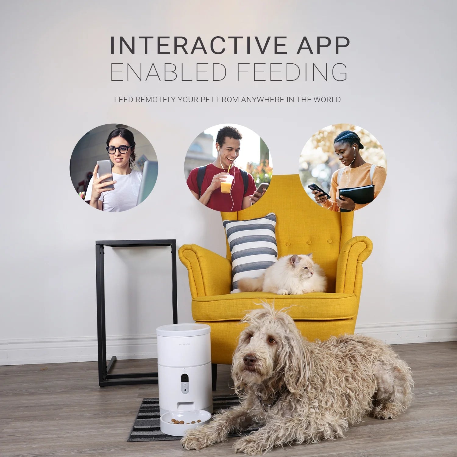 Purechew Smart Automatic Pet Feeder, Food Dispenser for Cats and Dogs, Smart Portion Control, Programmable Treat Dispenser with HD Camera, Portion Control
