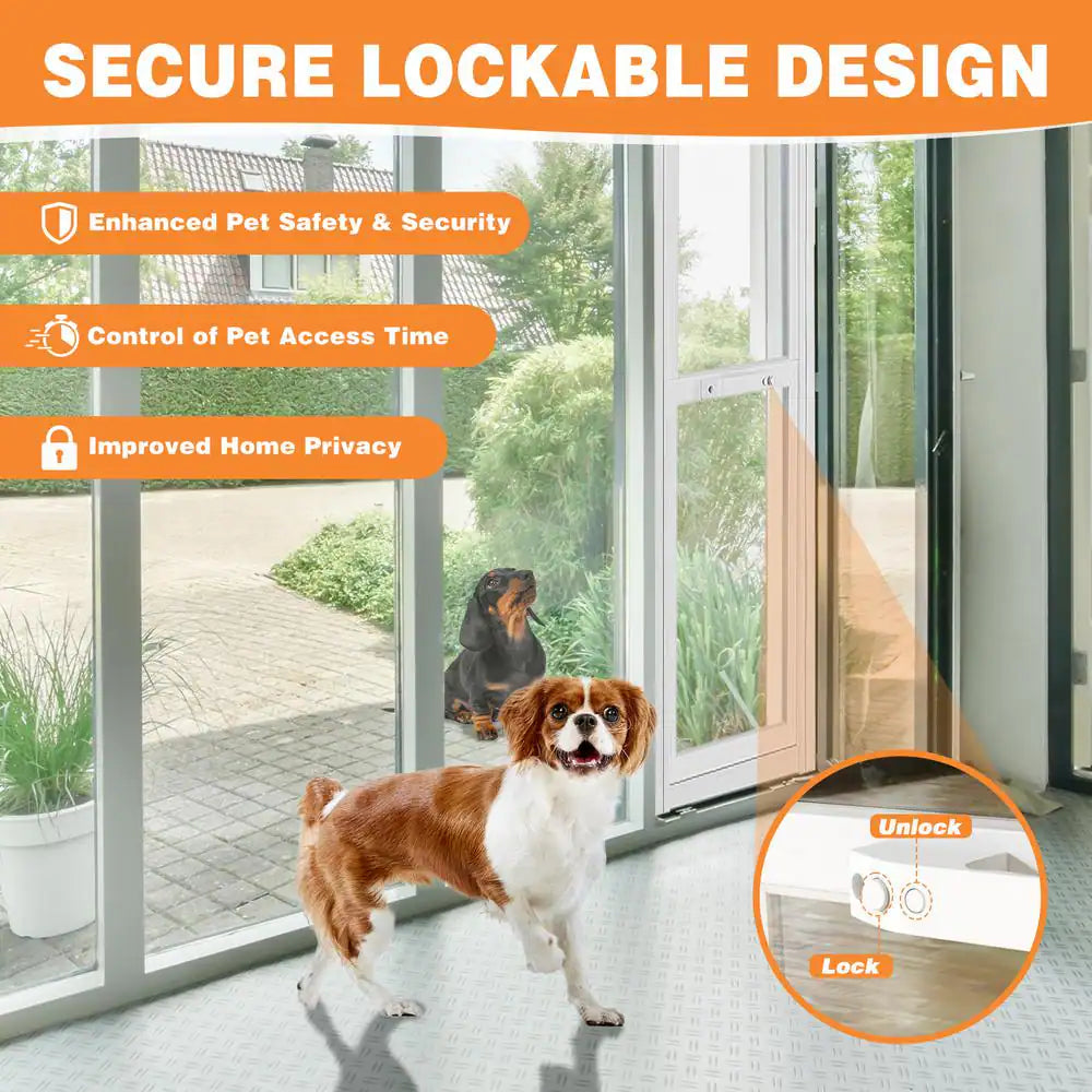 Dog Door for Sliding Glass Door Adjustable 80.5 In. 86.5 In. H Doggy Door for Sliding Door Pet Door W/ Lock, Large-Tall