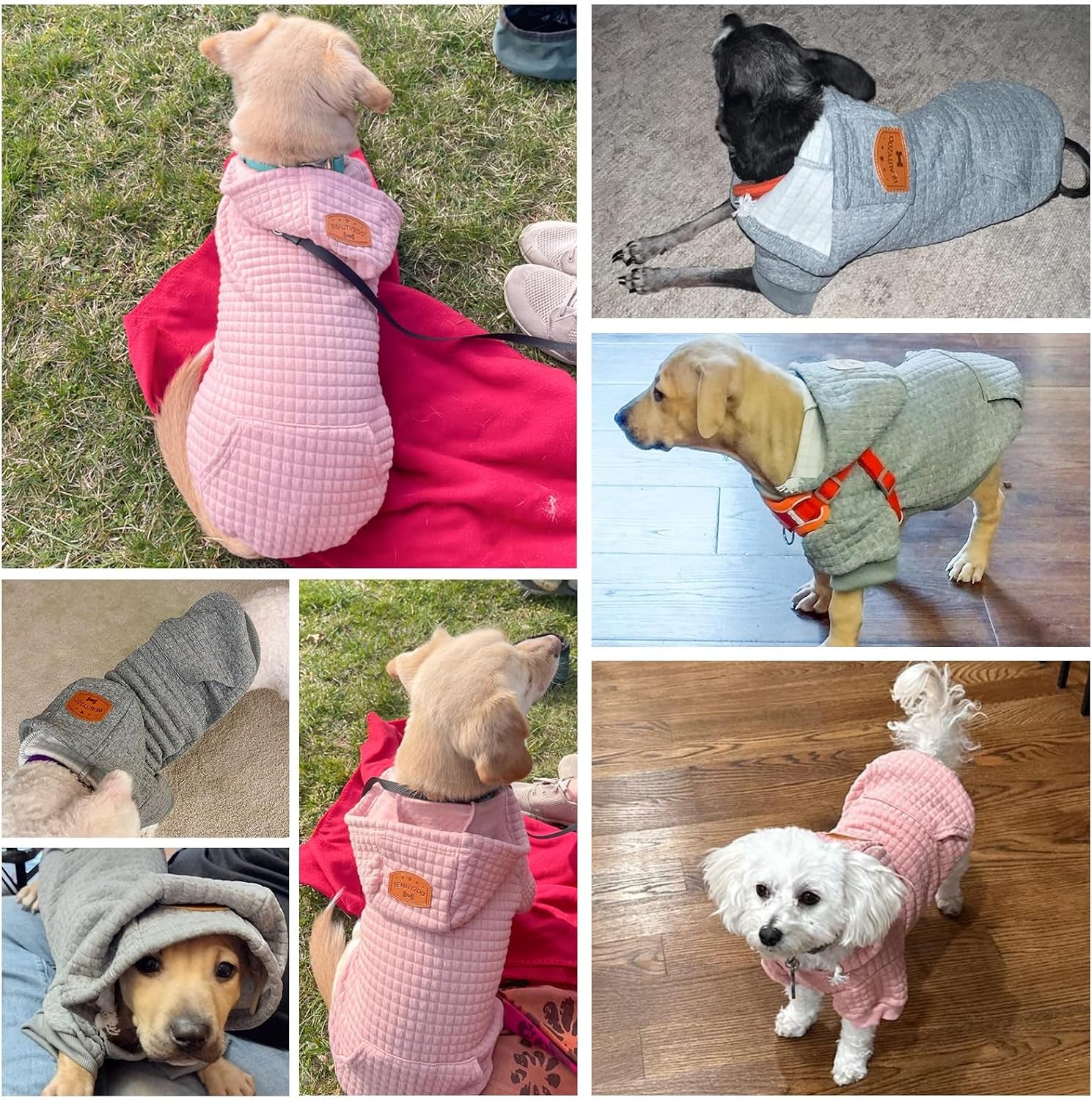 Medium Dog Hoodies Sweater with Waffle-Like Laminated Fabric