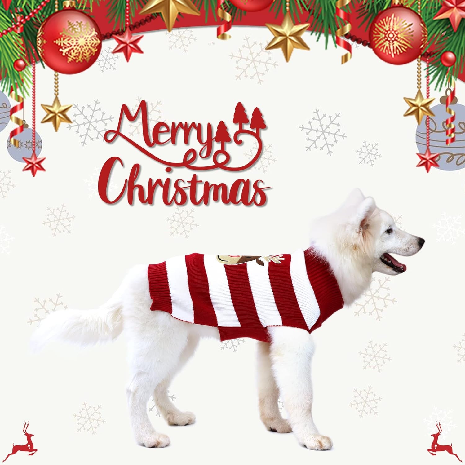 Reindeer Sweater for Dogs and Cats - Holiday Pet Apparel for Small Breeds (Red, X-Small)