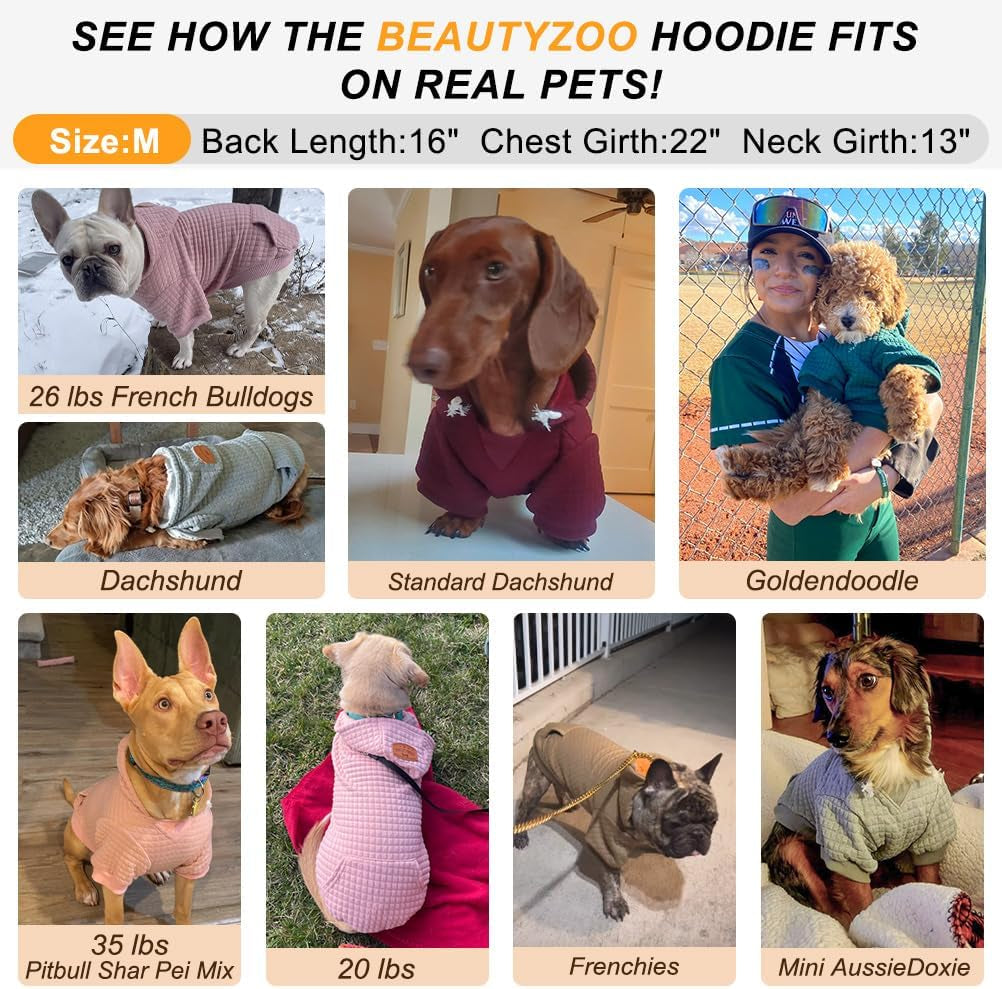 Medium Dog Hoodies Sweater with Waffle-Like Laminated Fabric