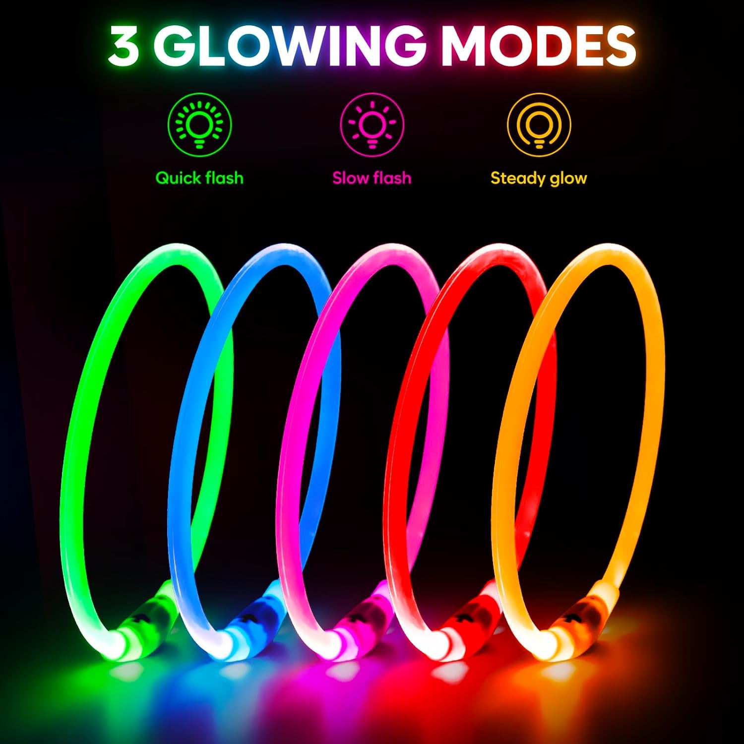 Light up Dog Collar - Waterproof LED Dog Collar Rechargeble, TPU Cuttable Glow in the Dark Safety Dog Lights for Night Walking(Blue)