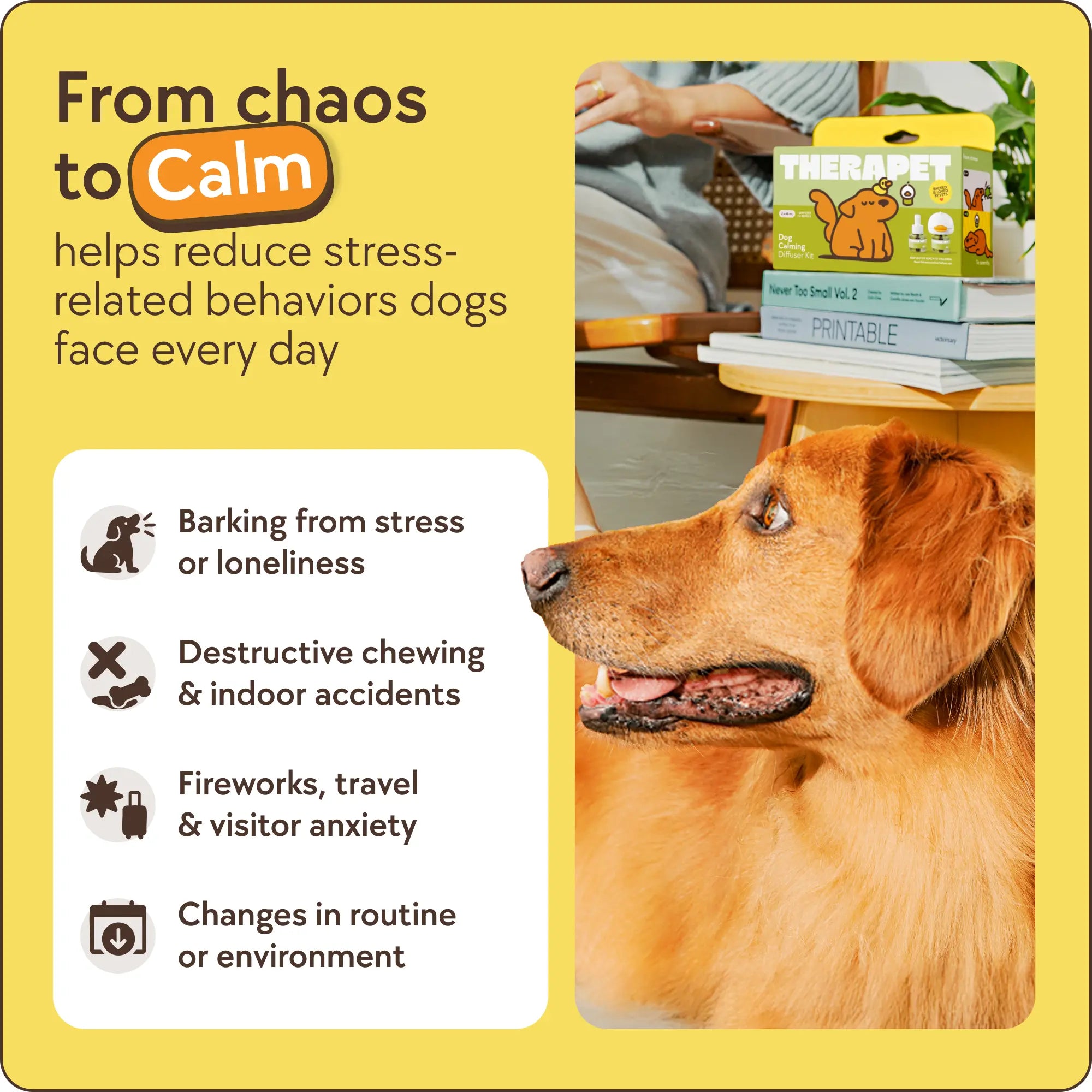 Therapetmd 60-Day Dog Calming Diffuser - Helps with Stress, Destructive Behavior, Pee Accidents, Separation Anxiety, Barking, Aggression & Chewing - 60-Day Refill Included - Packaging May Vary - Results May Vary