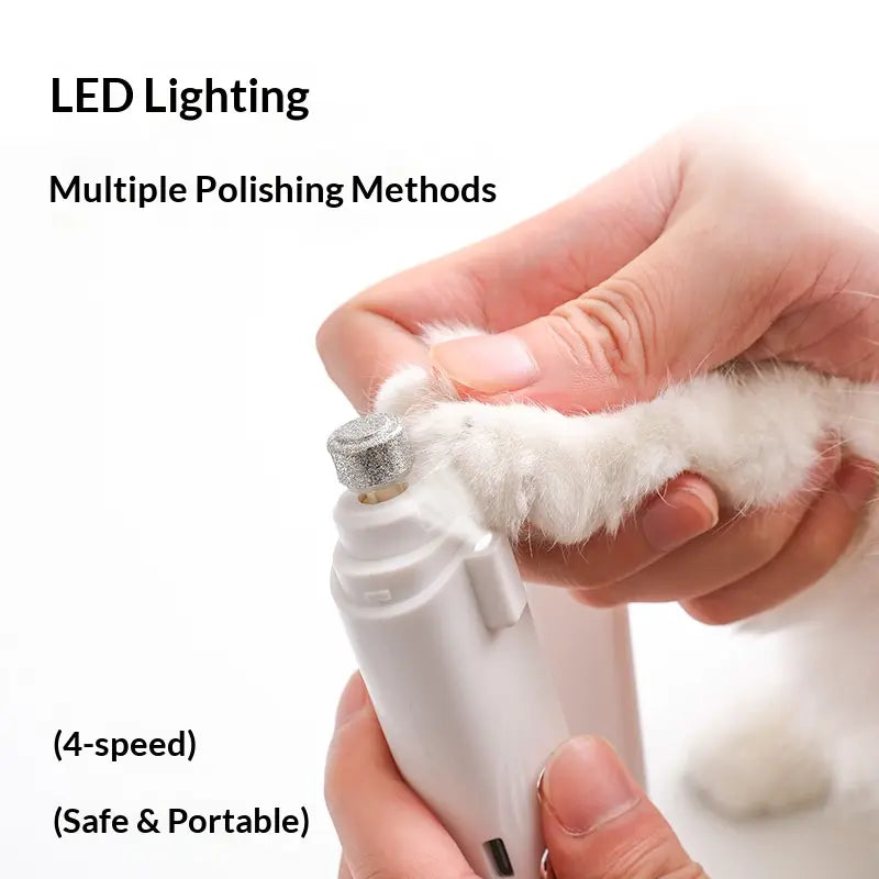 2-In-1 Dog & Cat Nail Clipper and Grinder with LED Light, Low-Noise Electric Pet Nail Trimmer, Safety Lock & Nail Catcher, USB-C Rechargeable, 3 Grinding Ports for Cats & Small to Medium Dogs