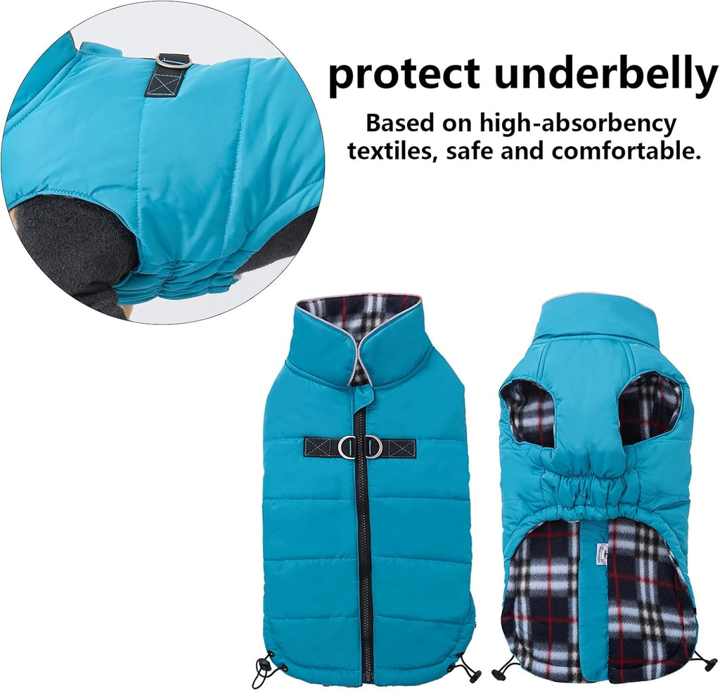 Windproof and Snowproof Winter Coat for Dogs - Outdoor Jacket in Blue for Small, Medium, and Large Breeds - Size M