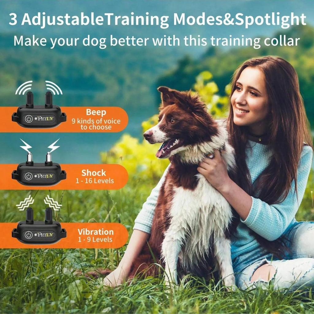 Dog Training Collar with Remote, 3300Ft Range, 3 Modes: Beep, Shock, Vibration, Rechargeable, Waterproof, Adjustable Nylon Strap, for Dogs 5-120Lbs, Training Aid, Training Gear