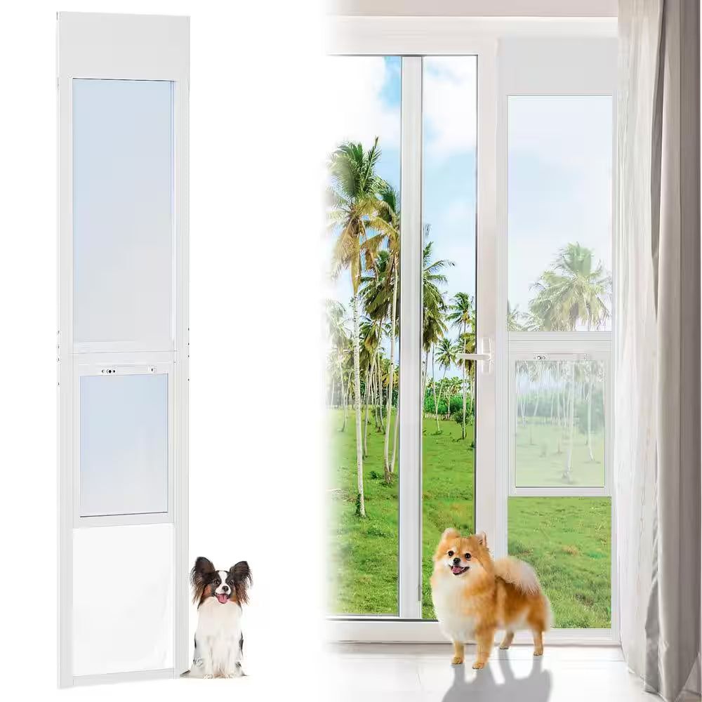 Dog Door for Sliding Glass Door Adjustable 80.5 In. 86.5 In. H Doggy Door for Sliding Door Pet Door W/ Lock, Large-Tall