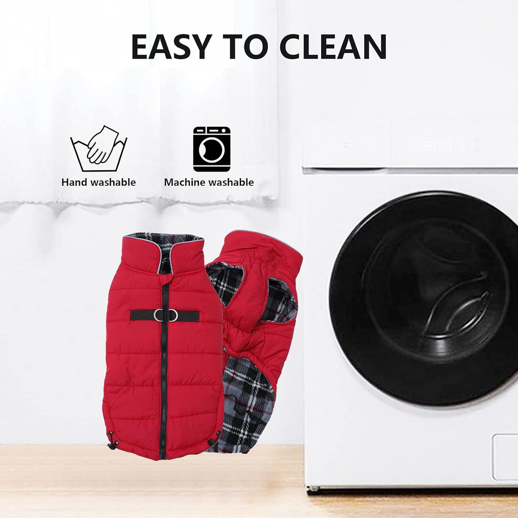 Winter Dog Coat - Windproof and Snowproof Outdoor Jacket for Small to Large Dogs - Red