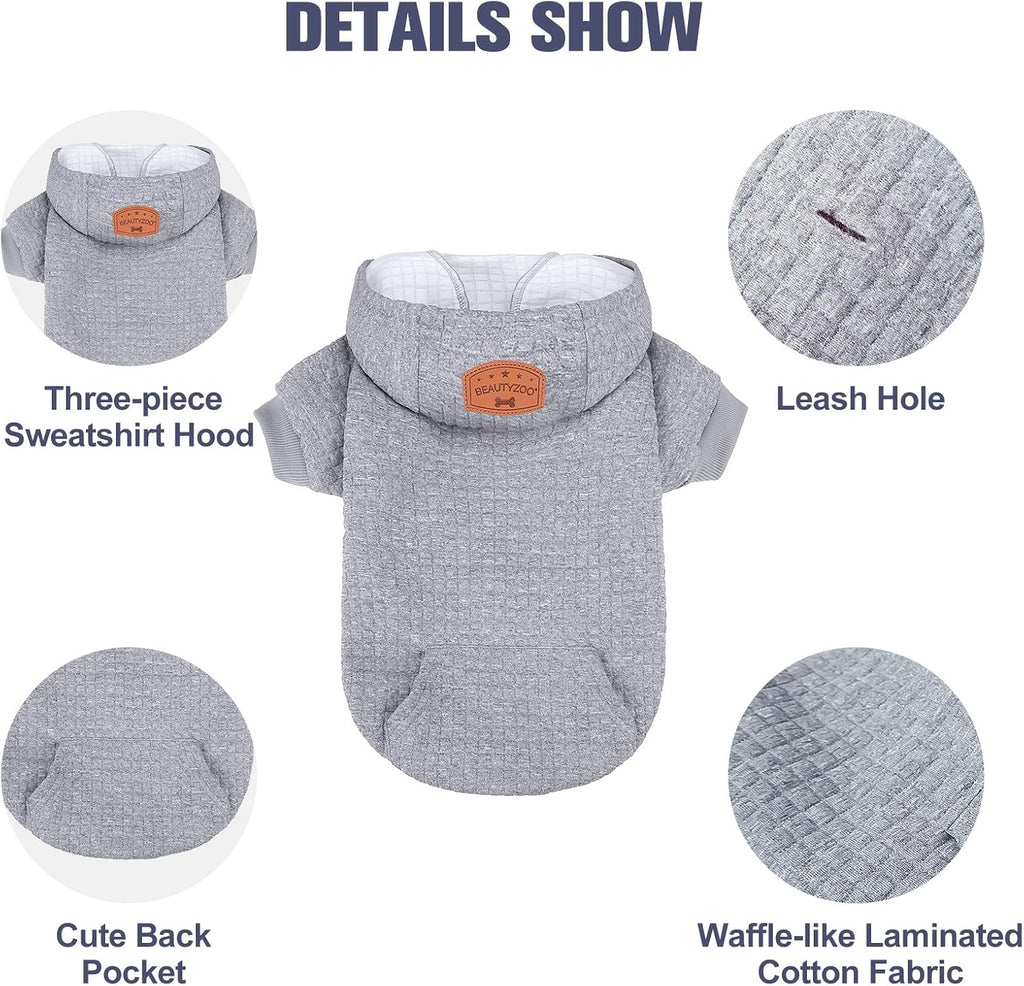 Medium Dog Hoodies Sweater with Waffle-Like Laminated Fabric