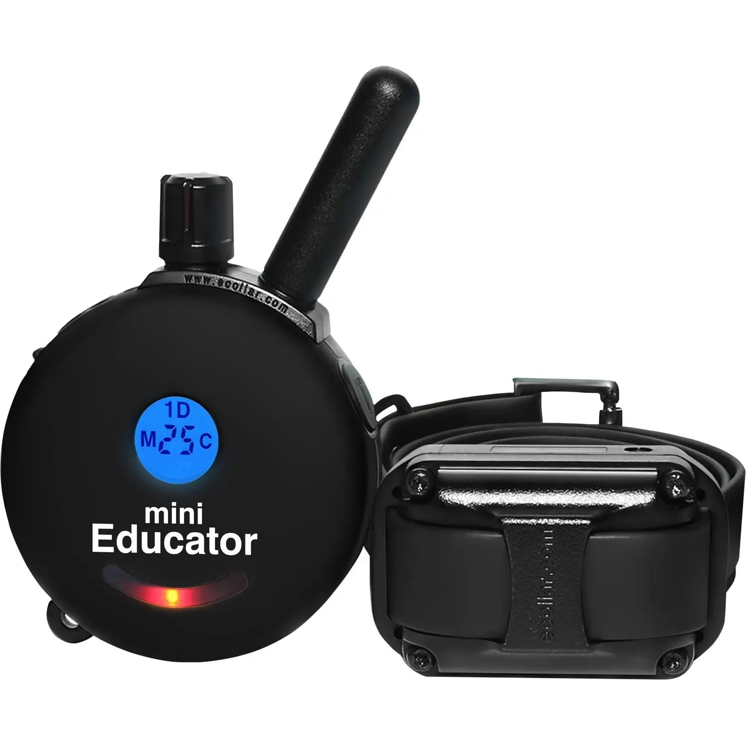 Mini Educator ET-300 Remote Dog Training Collar Black by E-Collar Technologies | 1/2 Mile Range Waterproof Biothane Collar with LED Light – 1–100 Wide Pulse Stimulation Levels – Behavior Control Tool for Dogs 8 Lbs+