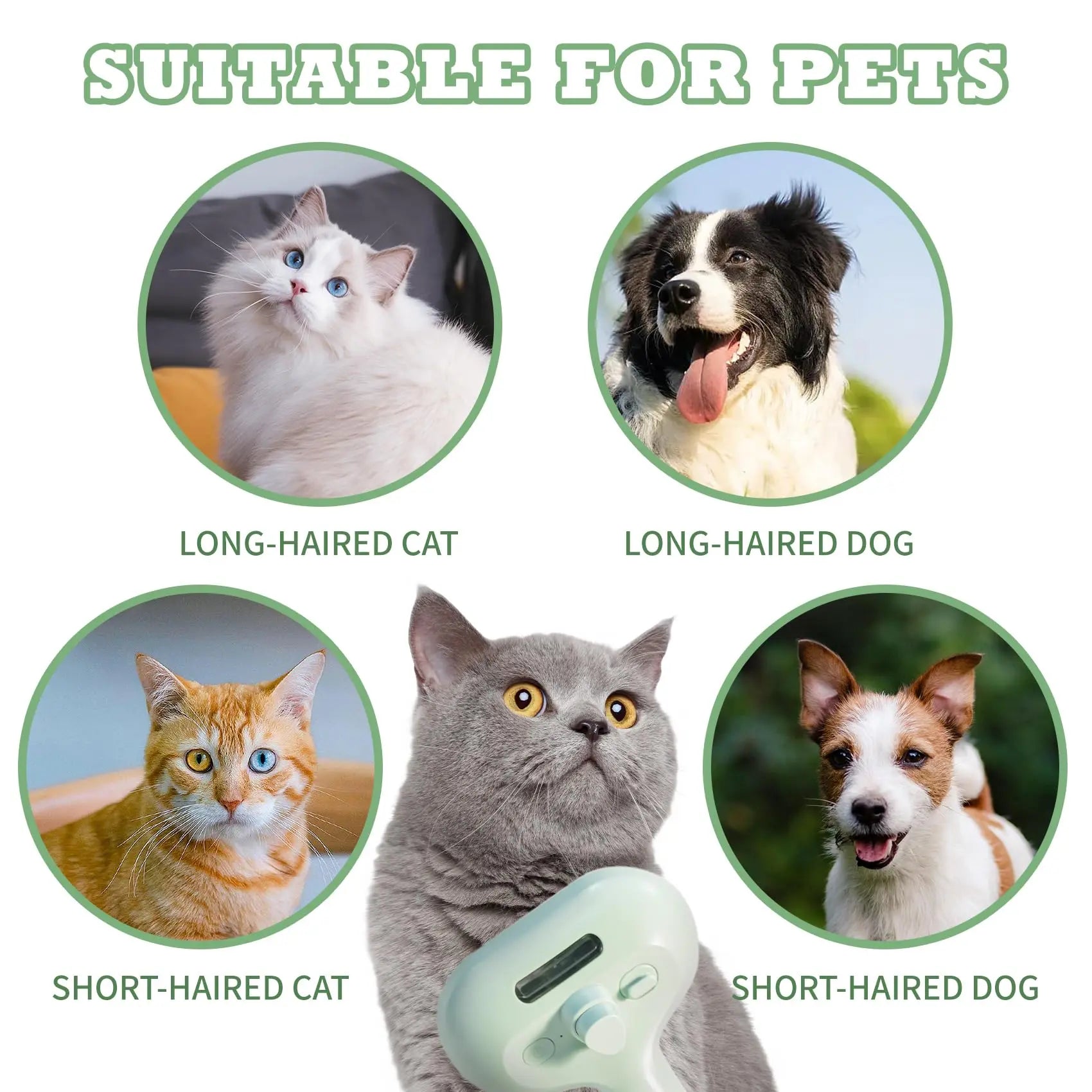 Pet Steam Brush for Dog & Cat – 3-In-1 Spray Hair Removal Comb – Steam for Shedding & Grooming – Water Brush for Long & Short Haired Pets
