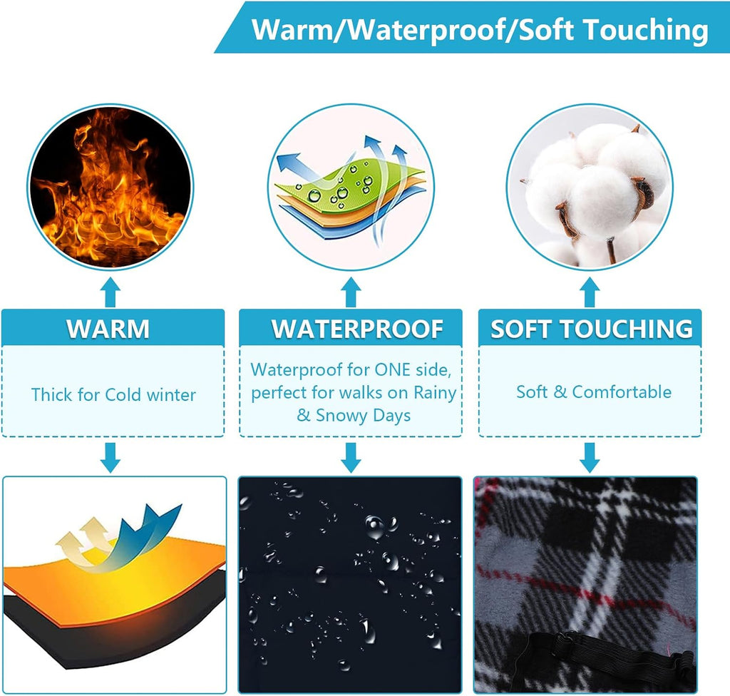 Waterproof Winter Coat for Dogs with Harness and Traction Belt - Outdoor Jacket for Medium and Small Breeds - Navy - Size S