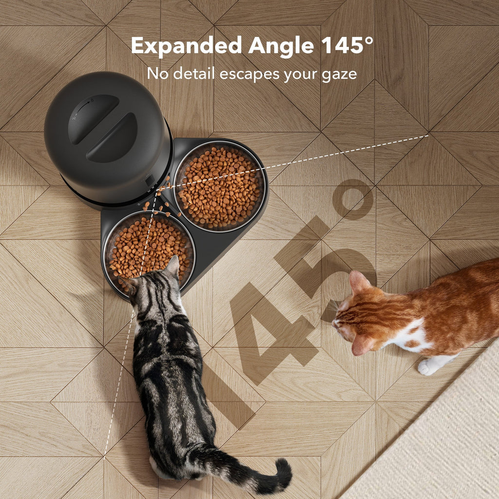 Granary Automatic Two Cat with Camera Cat & Dog Feeder, 5-L, Black