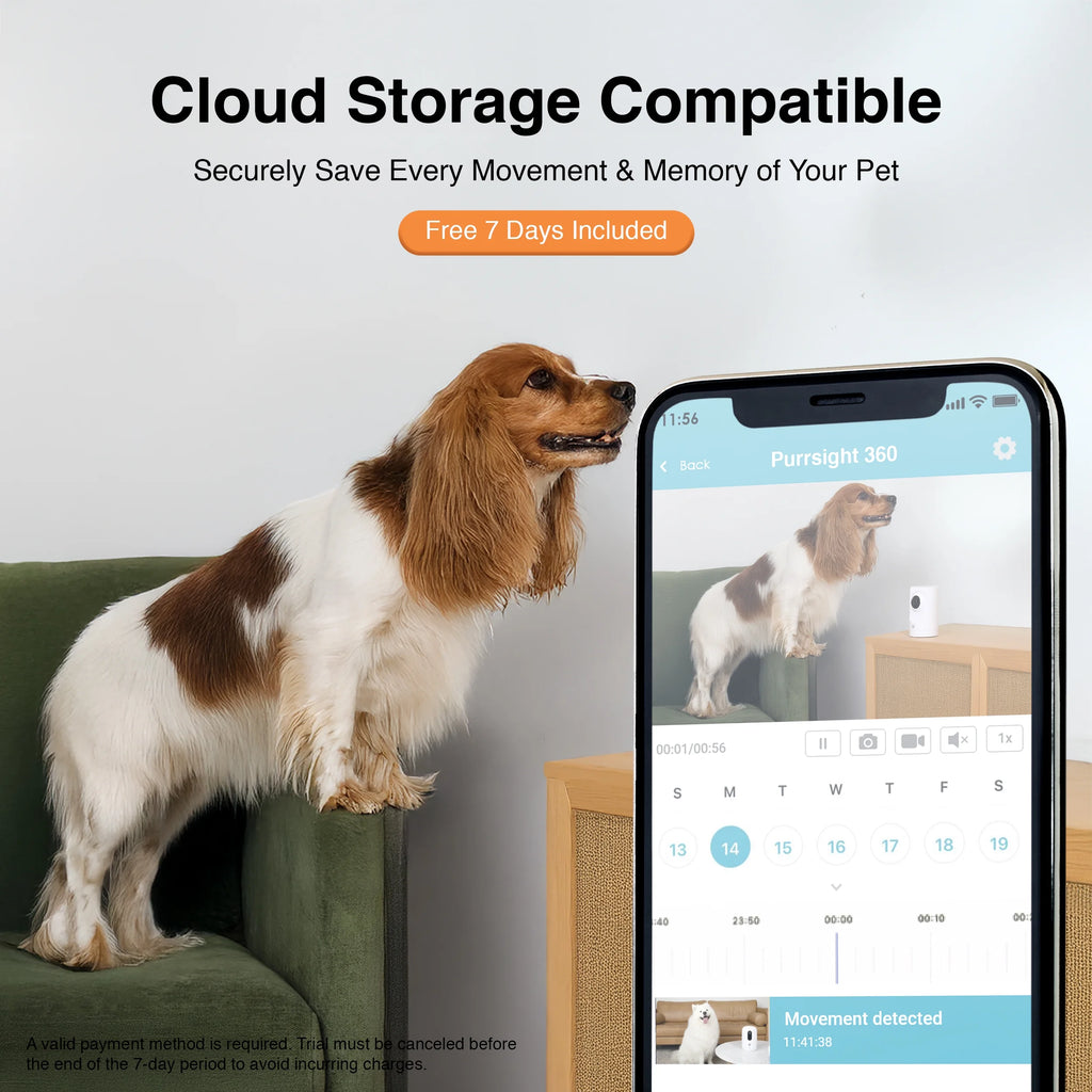Purrsight 360° Smart Pet Camera, 1080P HD, Wireless, 2-Way Audio