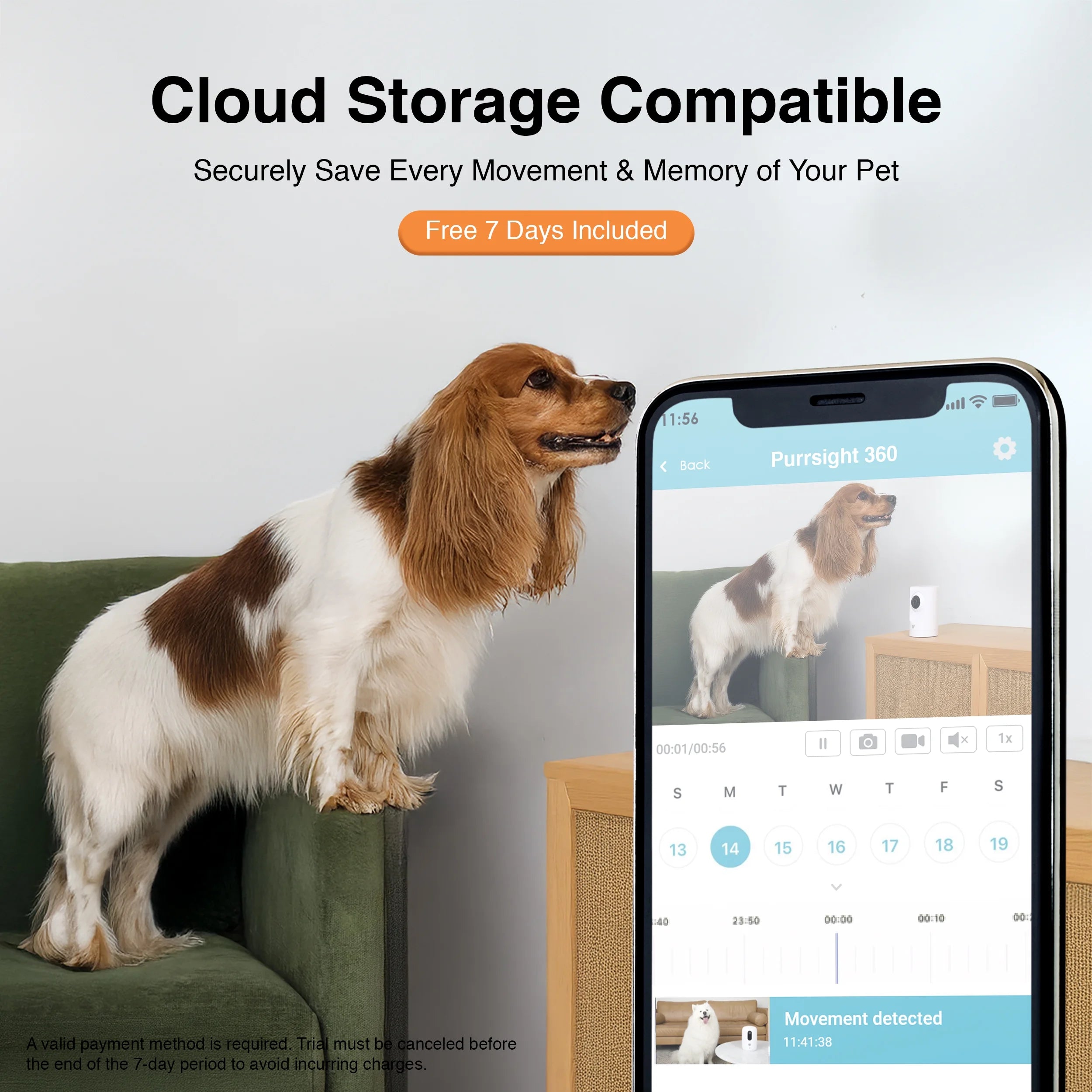 Purrsight 360° Smart Pet Camera, 1080P HD, Wireless, 2-Way Audio