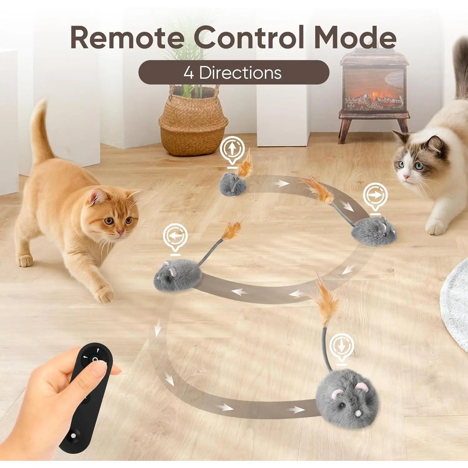 Indoor Cat Remote Control Mouse Toy - Dual-Motor Interactive Toy for Hunting Instinct, Obstacle Avoidance, Remote Play, Random Movement, Type-C Rechargeable, Universal Fit
