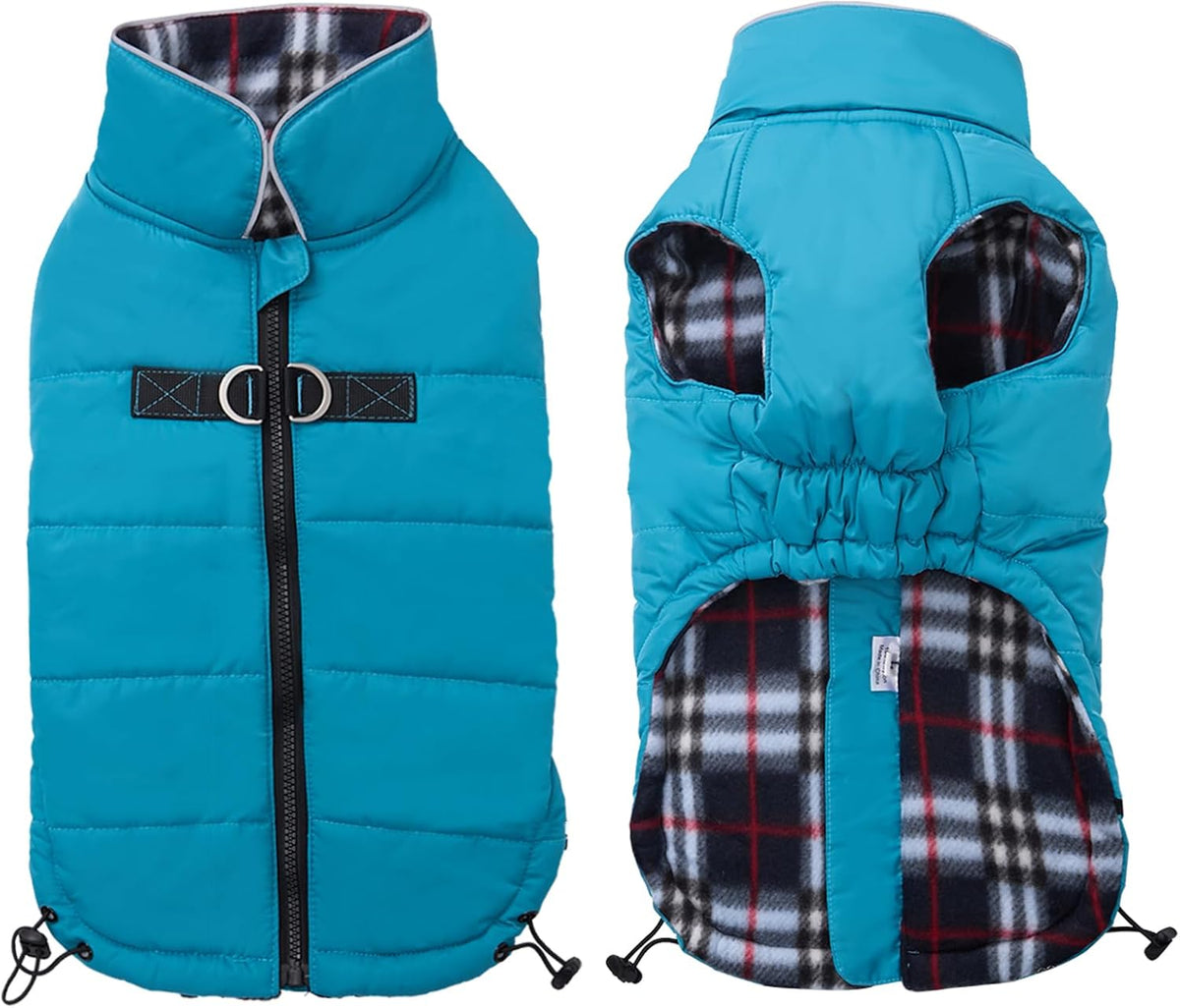 Windproof and Snowproof Winter Coat for Dogs - Outdoor Jacket in Blue for Small, Medium, and Large Breeds - Size M