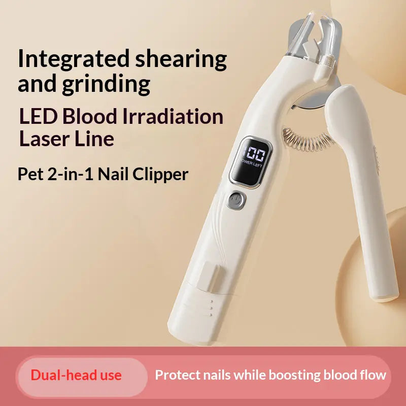 2-In-1 Dog & Cat Nail Clipper and Grinder with LED Light, Low-Noise Electric Pet Nail Trimmer, Safety Lock & Nail Catcher, USB-C Rechargeable, 3 Grinding Ports for Cats & Small to Medium Dogs