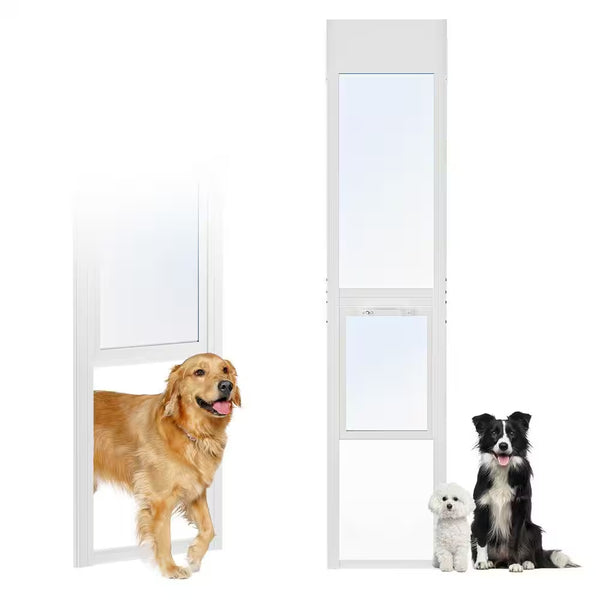 Dog Door for Sliding Glass Door Adjustable 80.5 In. 86.5 In. H Doggy Door for Sliding Door Pet Door W/ Lock, Large-Tall