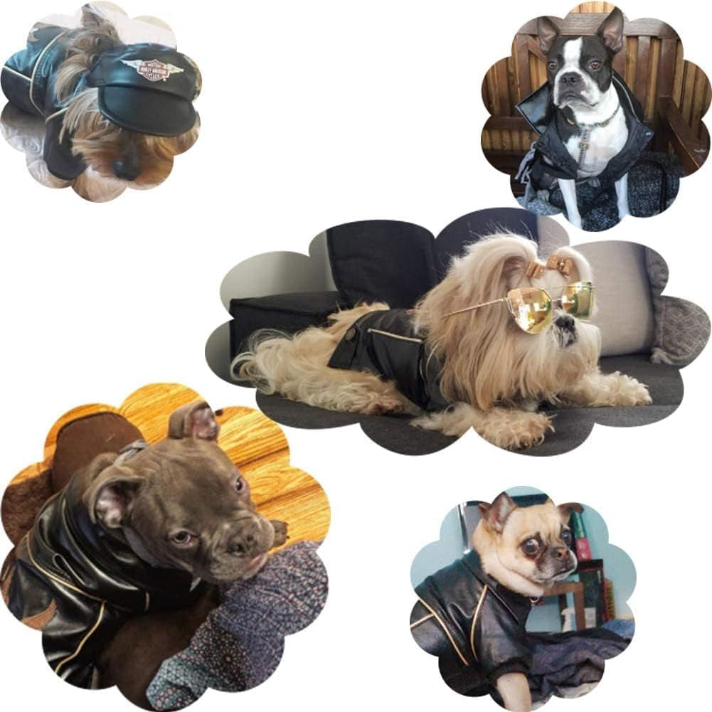 Dog Winter Coat - PU Leather Motorcycle Jacket for Pets, Waterproof (Size S)
