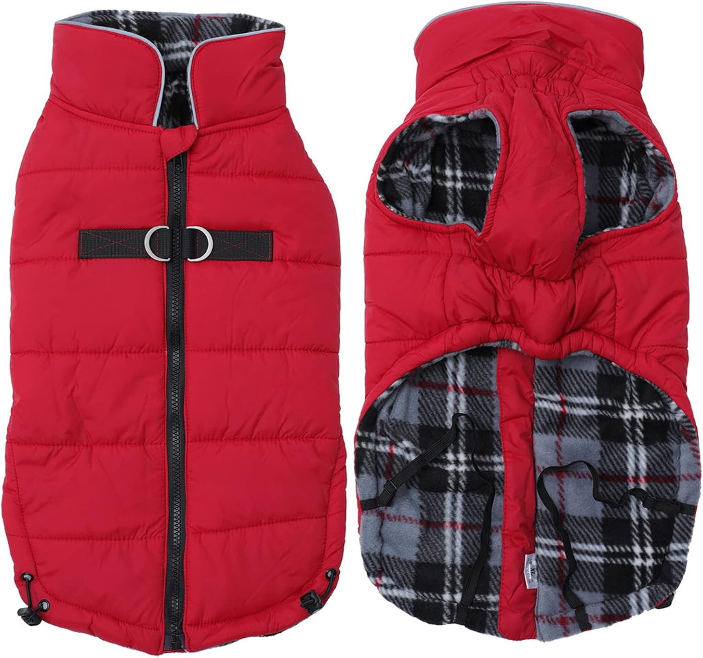 Winter Dog Coat - Windproof and Snowproof Outdoor Jacket for Small to Large Dogs - Red