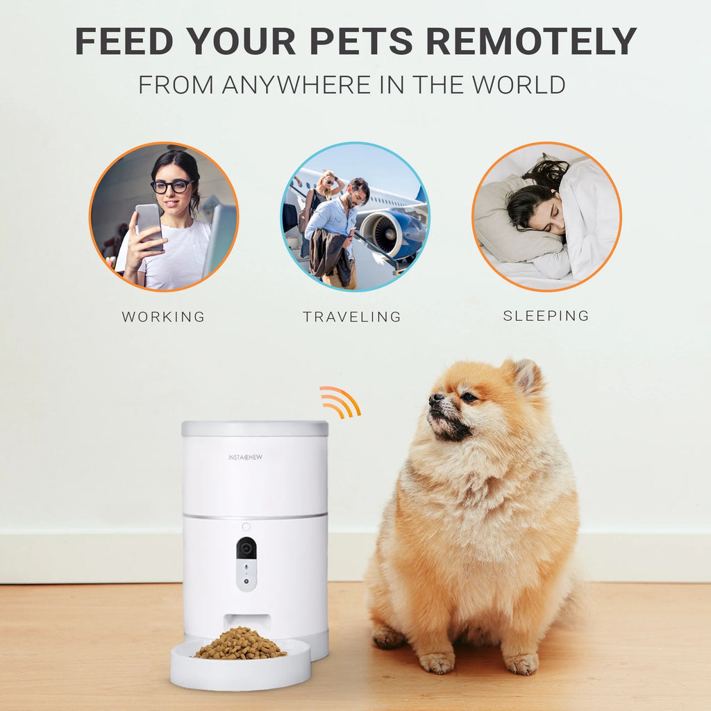 Purechew Smart Automatic Pet Feeder, Food Dispenser for Cats and Dogs, Smart Portion Control, Programmable Treat Dispenser with HD Camera, Portion Control