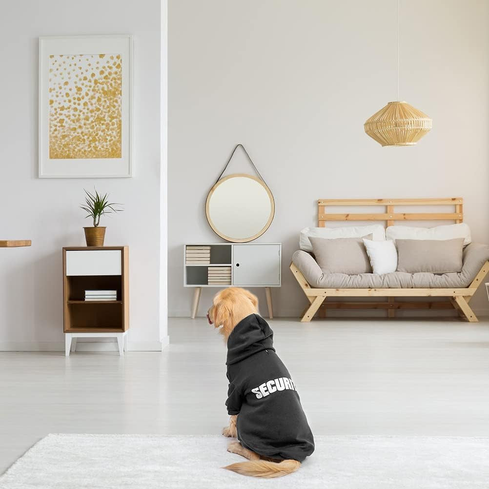 Black Security Dog Hoodie with Leash Hole - Pet Sweater Apparel