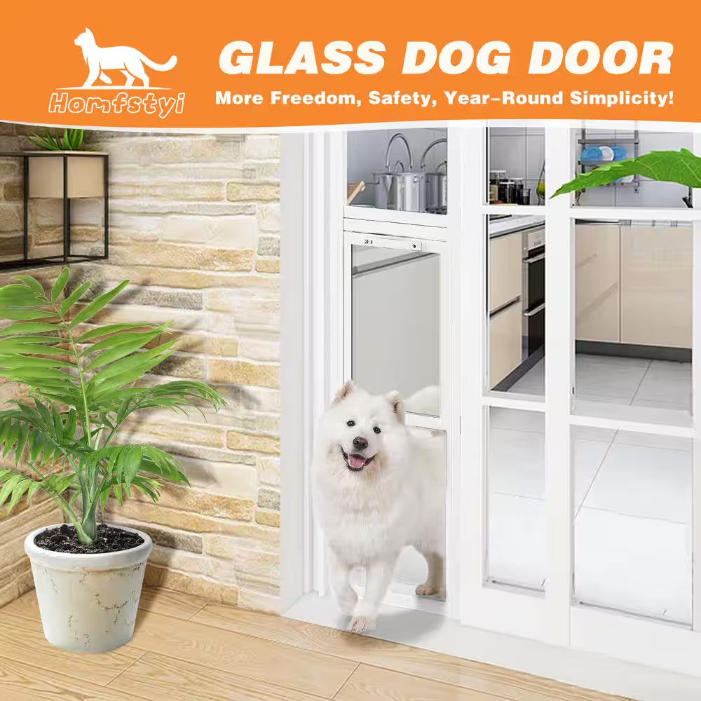 Dog Door for Sliding Glass Door Adjustable 80.5 In. 86.5 In. H Doggy Door for Sliding Door Pet Door W/ Lock, Large-Tall