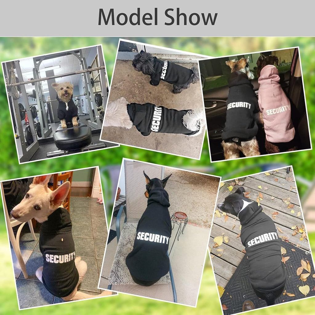 Black Security Dog Hoodie with Leash Hole - Pet Sweater Apparel