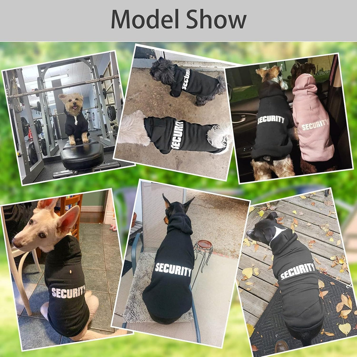 Black Security Dog Hoodie with Leash Hole - Pet Sweater Apparel