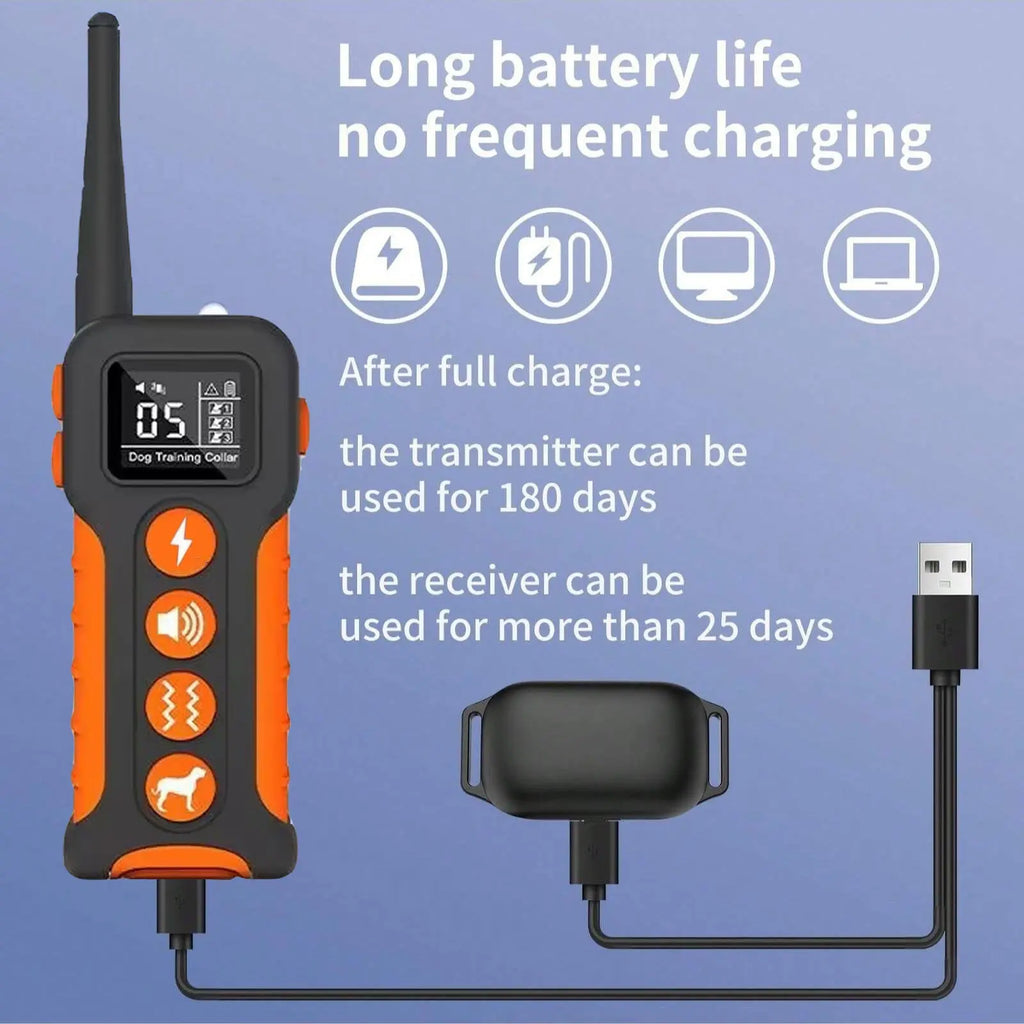 Dog Training Collar with Remote, 3300Ft Range, 3 Modes: Beep, Shock, Vibration, Rechargeable, Waterproof, Adjustable Nylon Strap, for Dogs 5-120Lbs, Training Aid, Training Gear