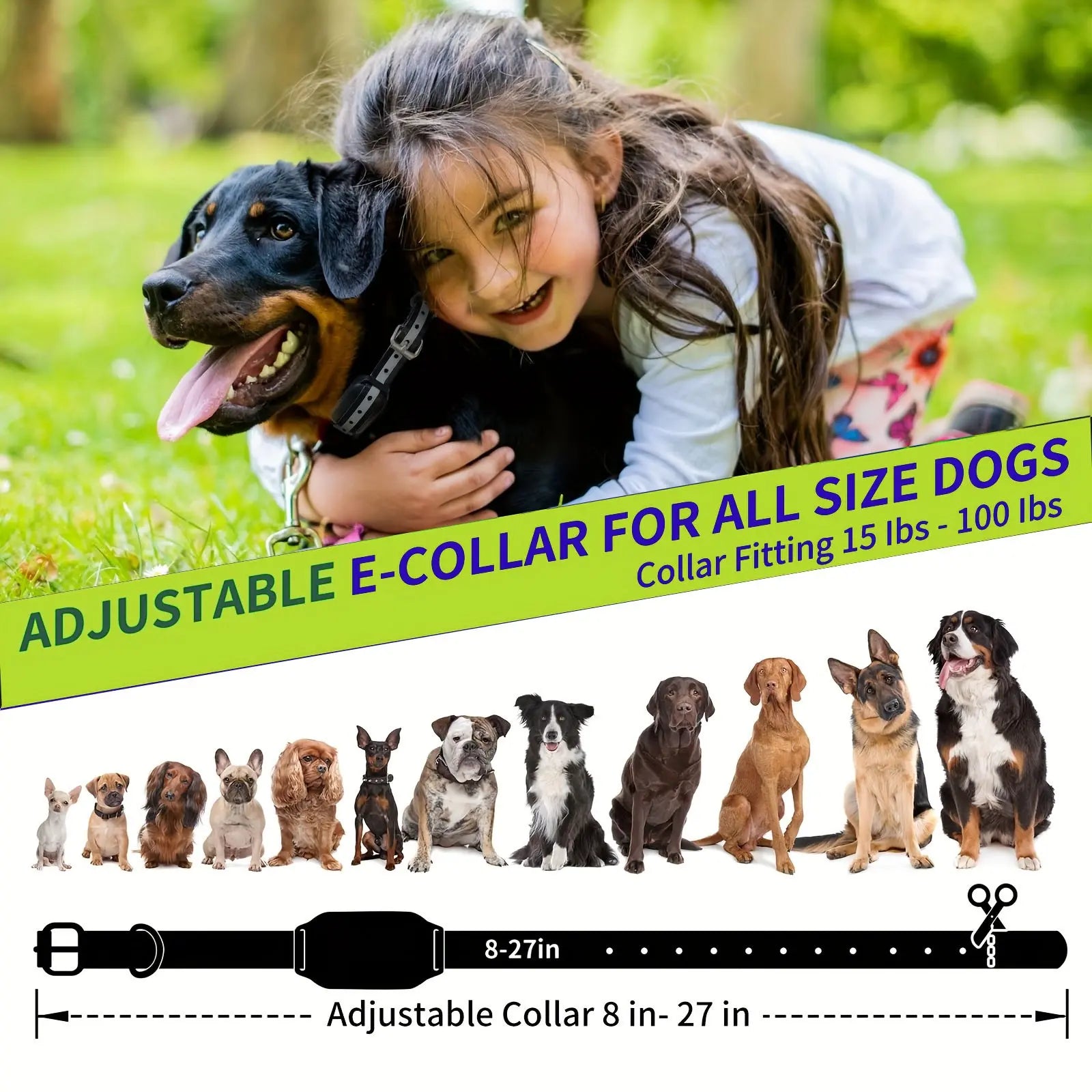 Dog Training Collar with Remote, 3300Ft Range, 3 Modes: Beep, Shock, Vibration, Rechargeable, Waterproof, Adjustable Nylon Strap, for Dogs 5-120Lbs, Training Aid, Training Gear