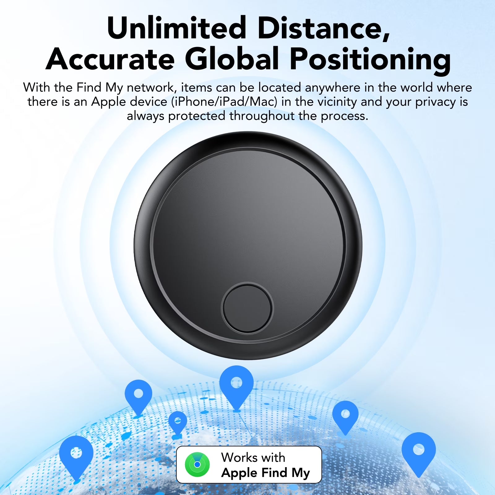 Air Tracker Tag, Bluetooth Tracker-4Pack, Bluetooth Item Finder Compatible with Apple Find My (Ios Only), IP68 Waterproof, Replaceable Battery, Item Locator for Keys/Bags/Wallets Black, FCC Approved