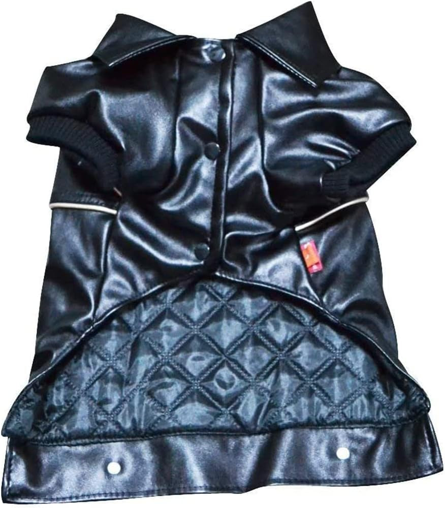 Dog Winter Coat - PU Leather Motorcycle Jacket for Pets, Waterproof (Size S)