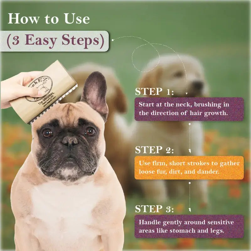 Sleekez Original Grooming Tool, Patented Wooden Deshedding Brush for Dogs/Cats/Horses Shedding Cat Comb Pet Hair Removal Tool Lice Portable Roller