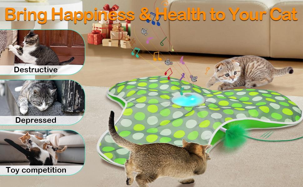 Hide & Seek Interactive Cat Toy — Concealed Feather Wand, Mouse Sounds & 3 Speed Modes, USB Rechargeable