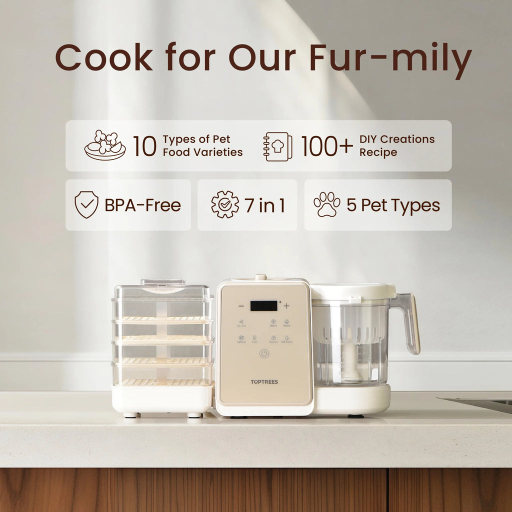 7-in-1 Pet Treats & Food Maker | Homemade Dog Jerky, Wet Cat Food & More | 5.5 Qt | 100+ Recipes