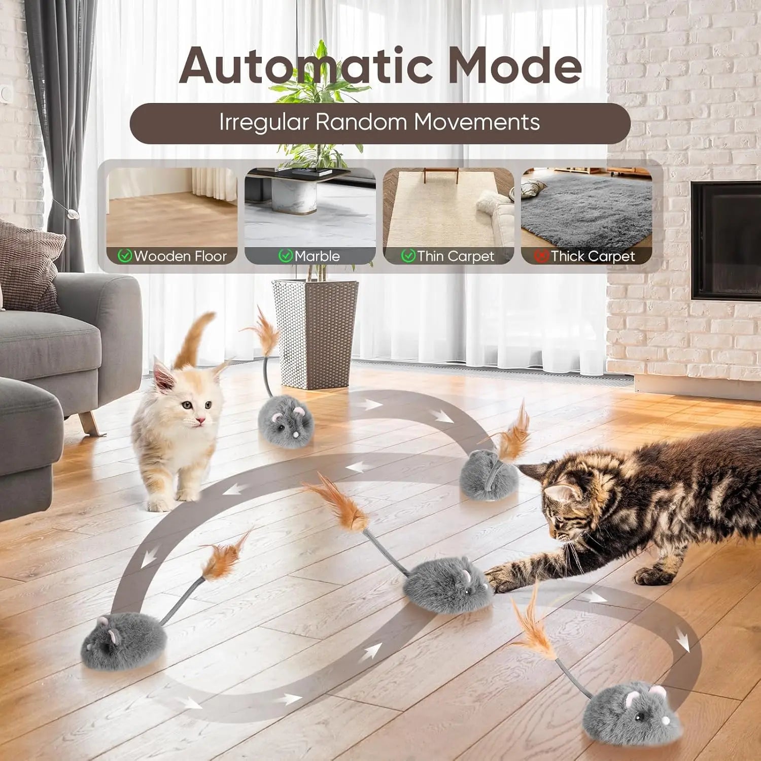 Indoor Cat Remote Control Mouse Toy - Dual-Motor Interactive Toy for Hunting Instinct, Obstacle Avoidance, Remote Play, Random Movement, Type-C Rechargeable, Universal Fit