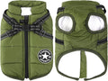 2-in-1 Winter Dog Jacket - Windproof and Waterproof Cold Weather Coat with Harness for Small Dogs - XL Green
