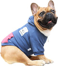 Navy Blue Zipper Pocket Hoodie for French Bulldogs and Pugs - Small Size