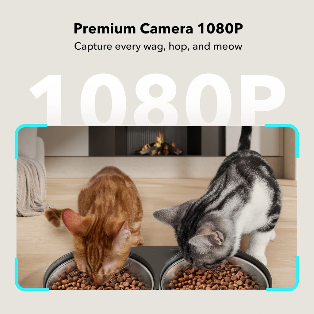 Granary Automatic Two Cat with Camera Cat & Dog Feeder, 5-L, Black