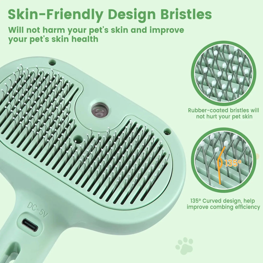 Pet Steam Brush for Dog & Cat – 3-In-1 Spray Hair Removal Comb – Steam for Shedding & Grooming – Water Brush for Long & Short Haired Pets
