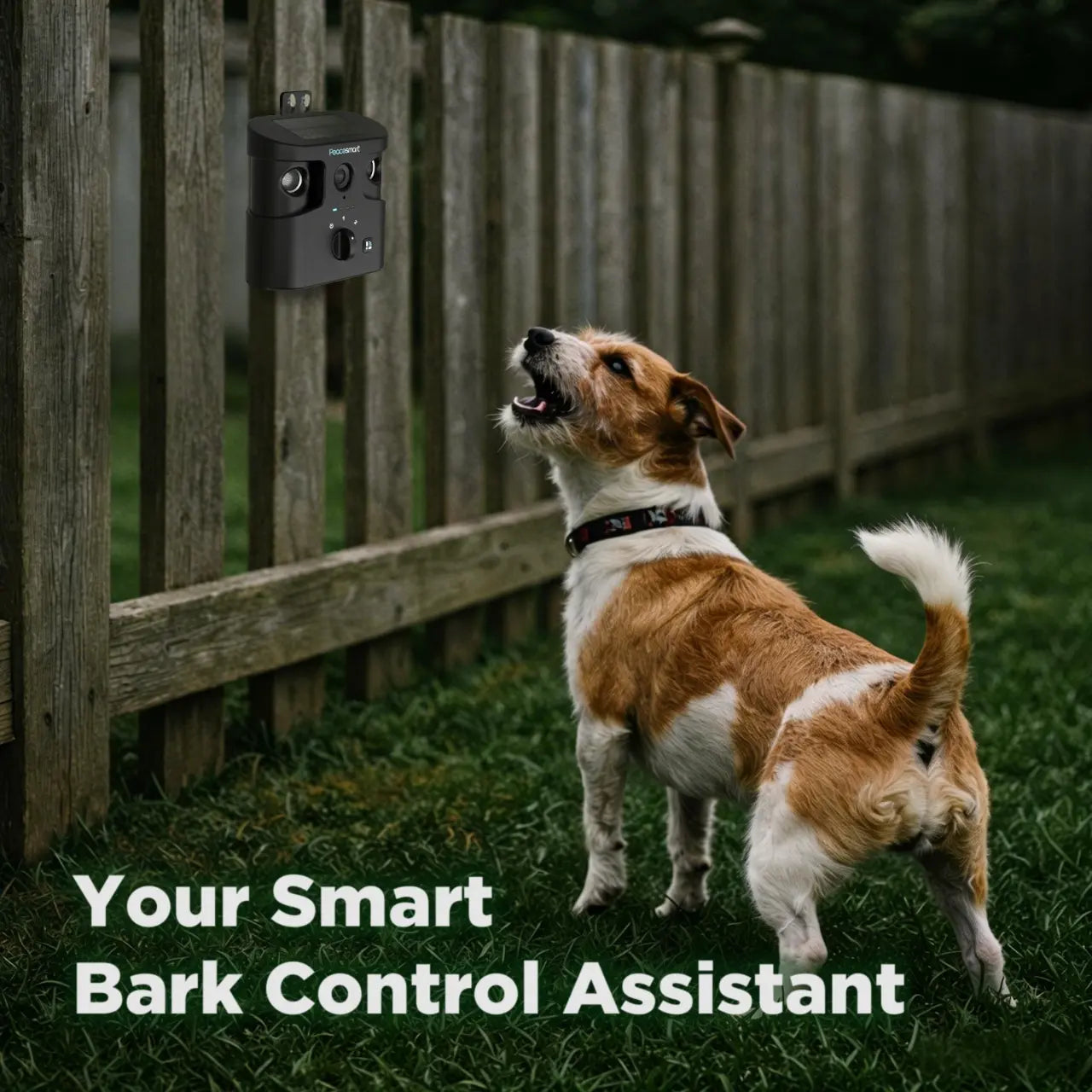180° Solar Dog Barking Control Device-Outdoor anti Barking Device for All Dog Breeds, Humane No-Bark Trainer, IPX4 Waterproof, Ultrasonic Dog Barking Deterrent with APP Data Report, Dual Speakers & Adjustable Frequency, Dog Accessories Guard