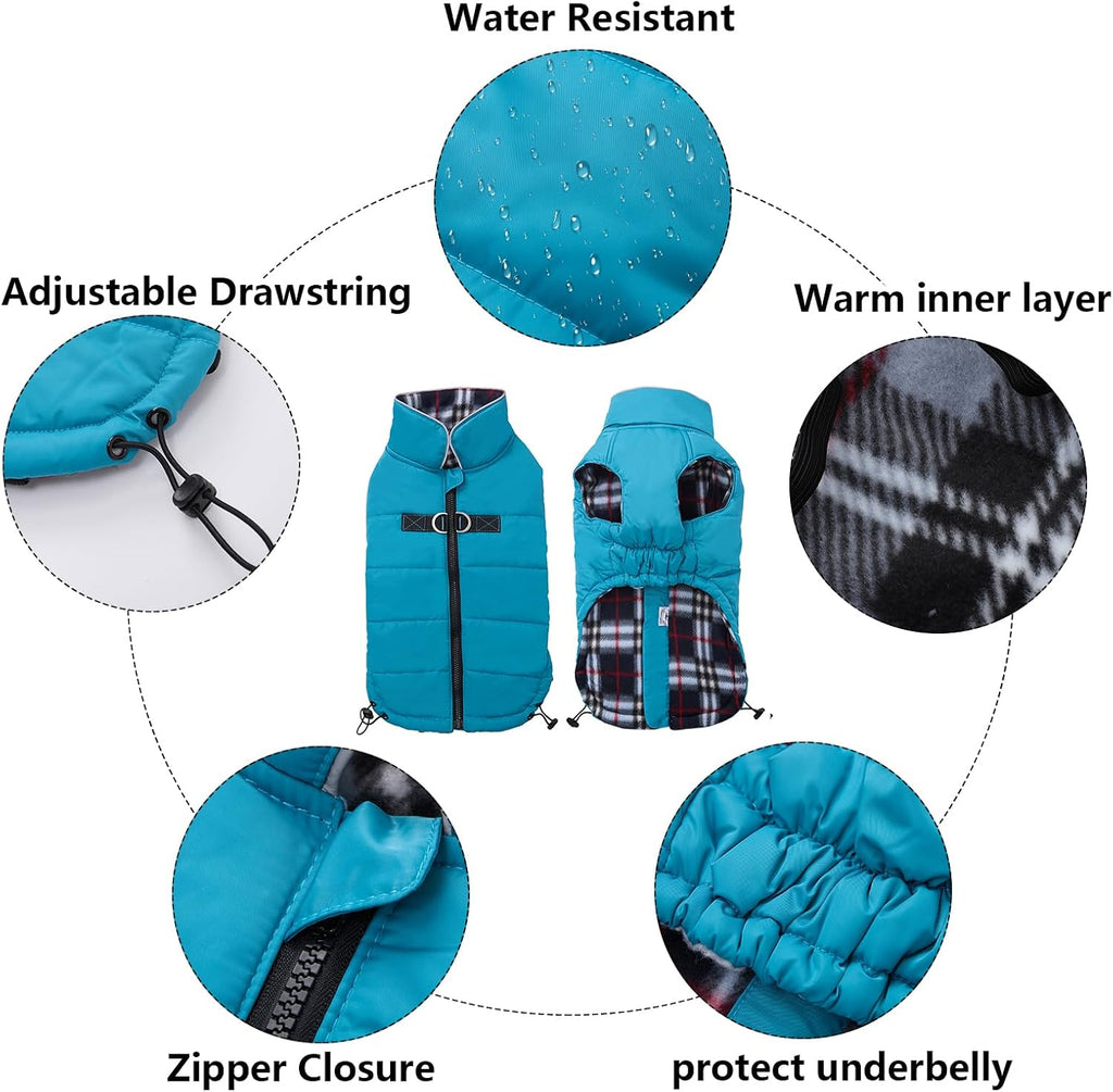 Windproof and Snowproof Winter Coat for Dogs - Outdoor Jacket in Blue for Small, Medium, and Large Breeds - Size M