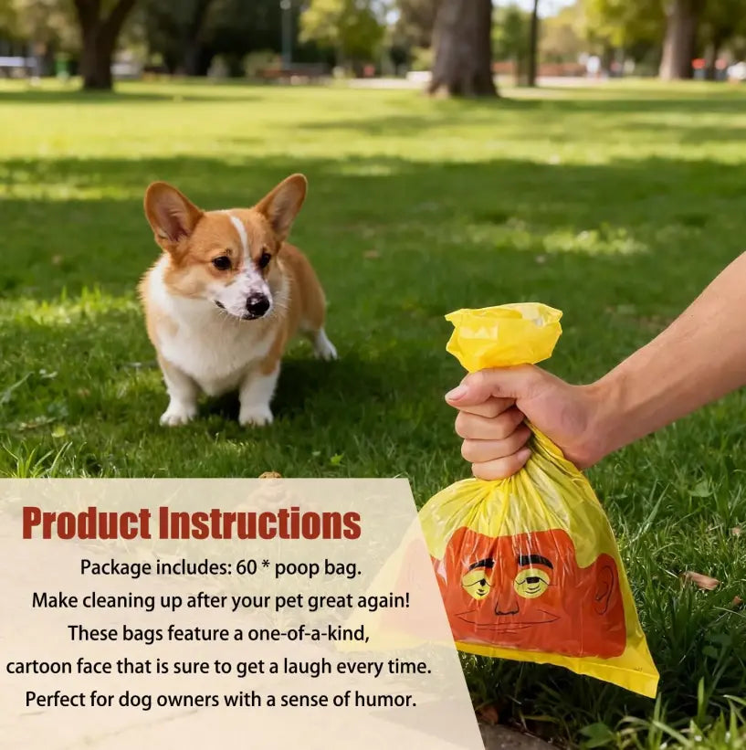 Summervibes Funny Dog Poop Bags Rolls 60 Count, Prank Poop Bags for Dogs, Dog Bags, Pet Waste Bags, Loose Roll Packaging,Hilarious Gift for Friends，