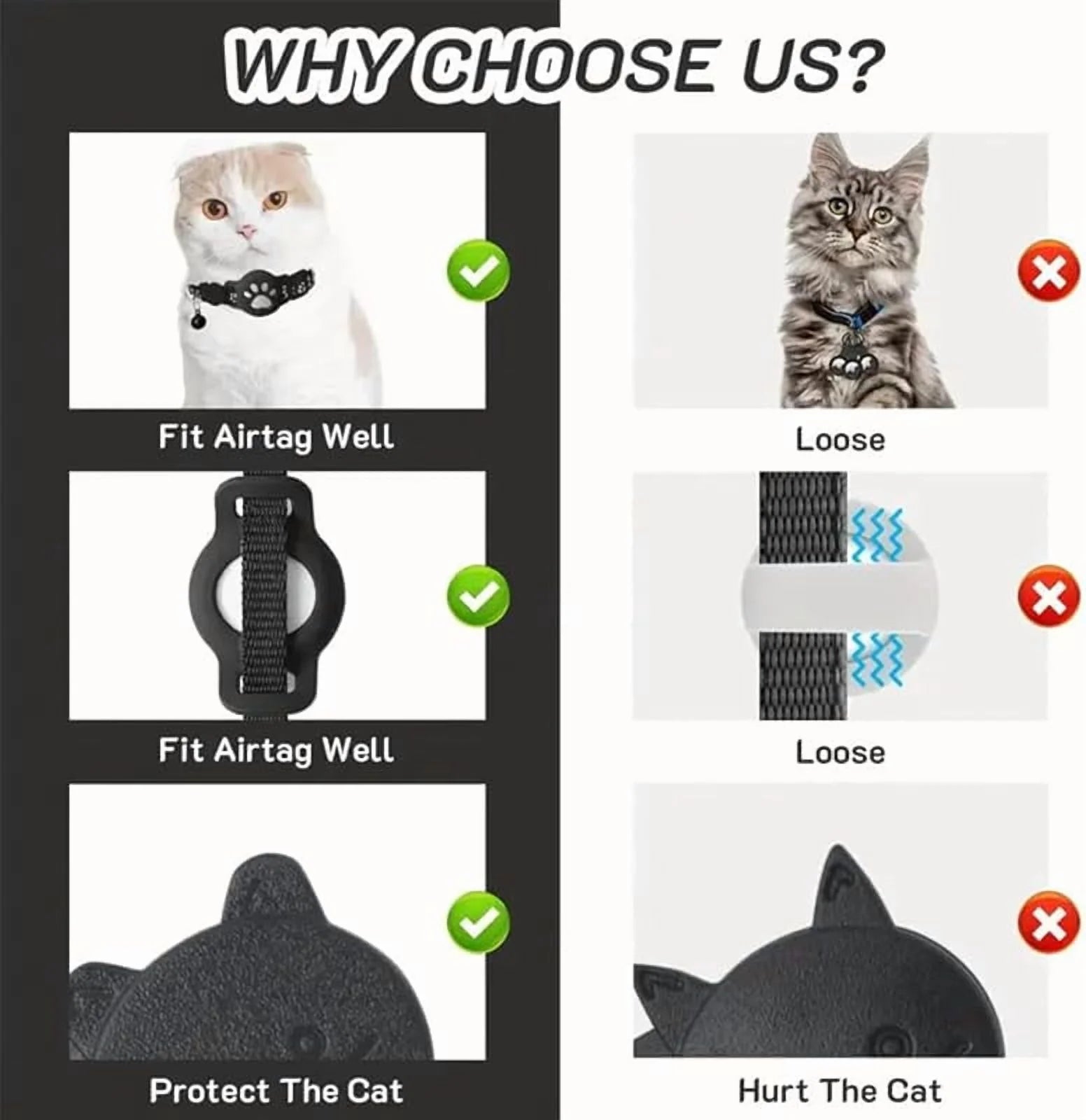 Cat Tracker Collar for Small Cats - Real Time Cat GPS Tracker No Monthly Fee, Pet Tracker for Cats Works with Apple Find My (Only Ios), No SIM Required (Collar + White Tracker)