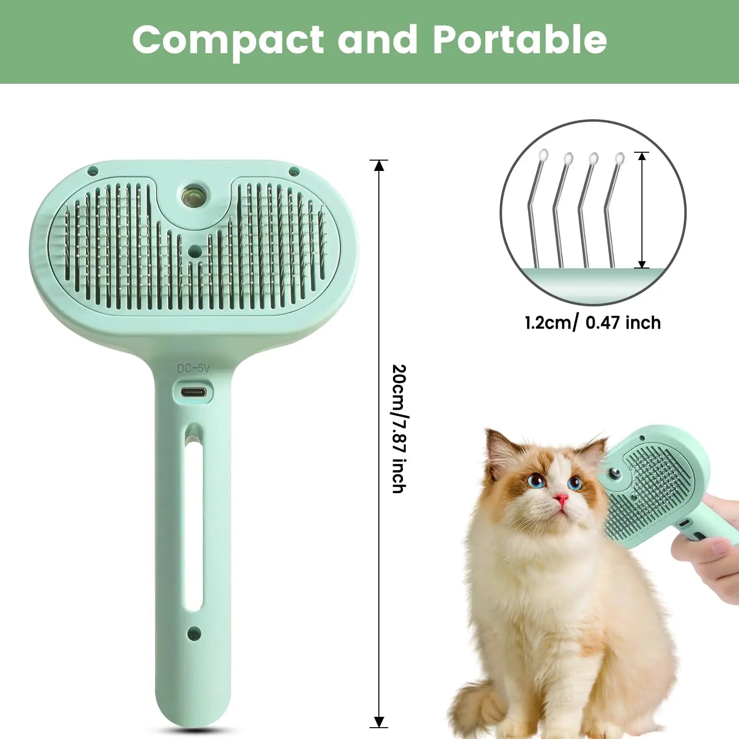 Pet Steam Brush for Dog & Cat – 3-In-1 Spray Hair Removal Comb – Steam for Shedding & Grooming – Water Brush for Long & Short Haired Pets