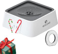 No Spill Slow Water Feeder - Large Capacity 70Oz/2L Travel Bowl for Dogs & Cats Anti-Gulping, Keeps Floor & Beard Dry, Dishwasher Safe, Activated Carbon Filter Included (Grey)