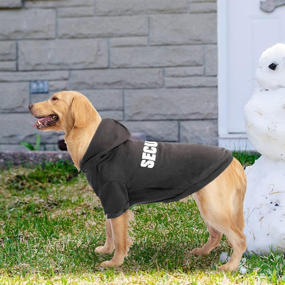 Black Security Dog Hoodie with Leash Hole - Pet Sweater Apparel