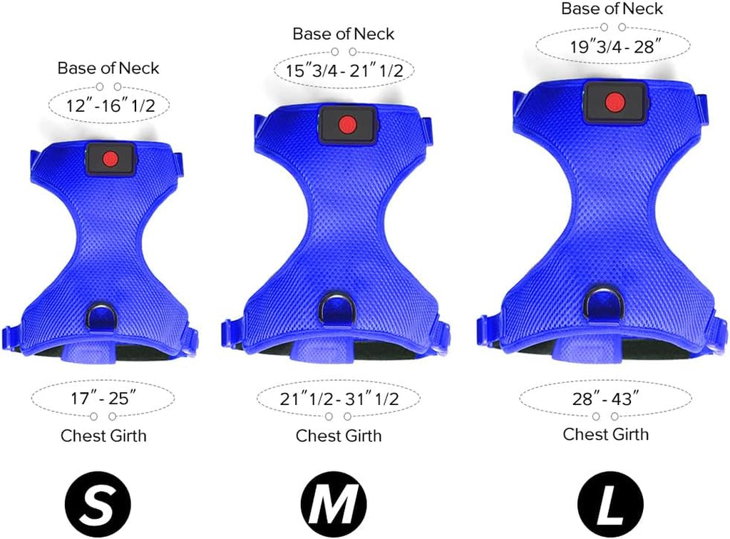 LED Dog Harness, Lighted up USB Rechargeable Pet Harness, Illuminated Reflective Glowing Dog Vest Adjustable Soft Padded No-Pull Suit for Small, Medium, Large Dogs (Blue, L)